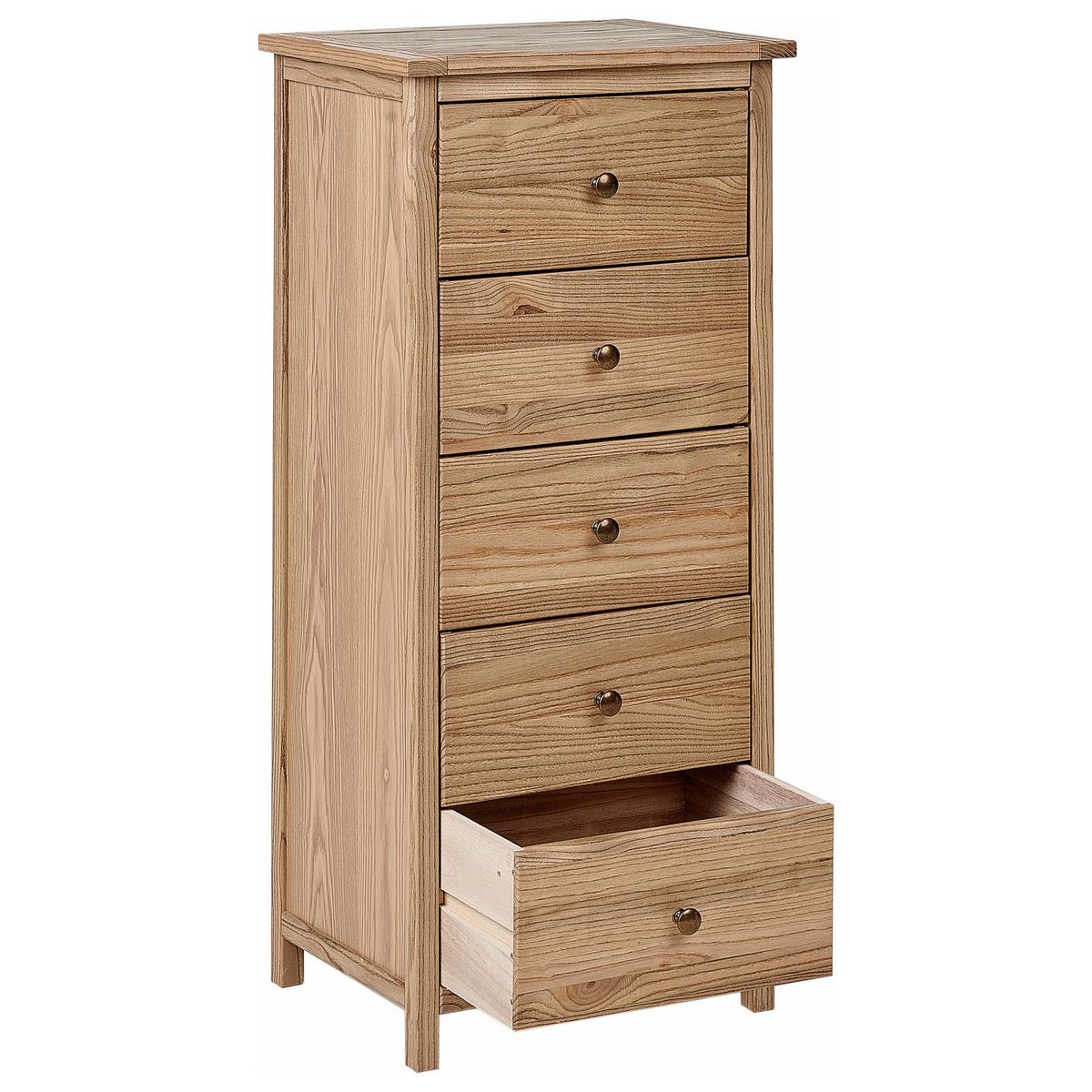KOMMODE mit 5 Schubladen Sassafrasholz Braun Salton - Braun, Holz (50/111/39cm) - Beliani