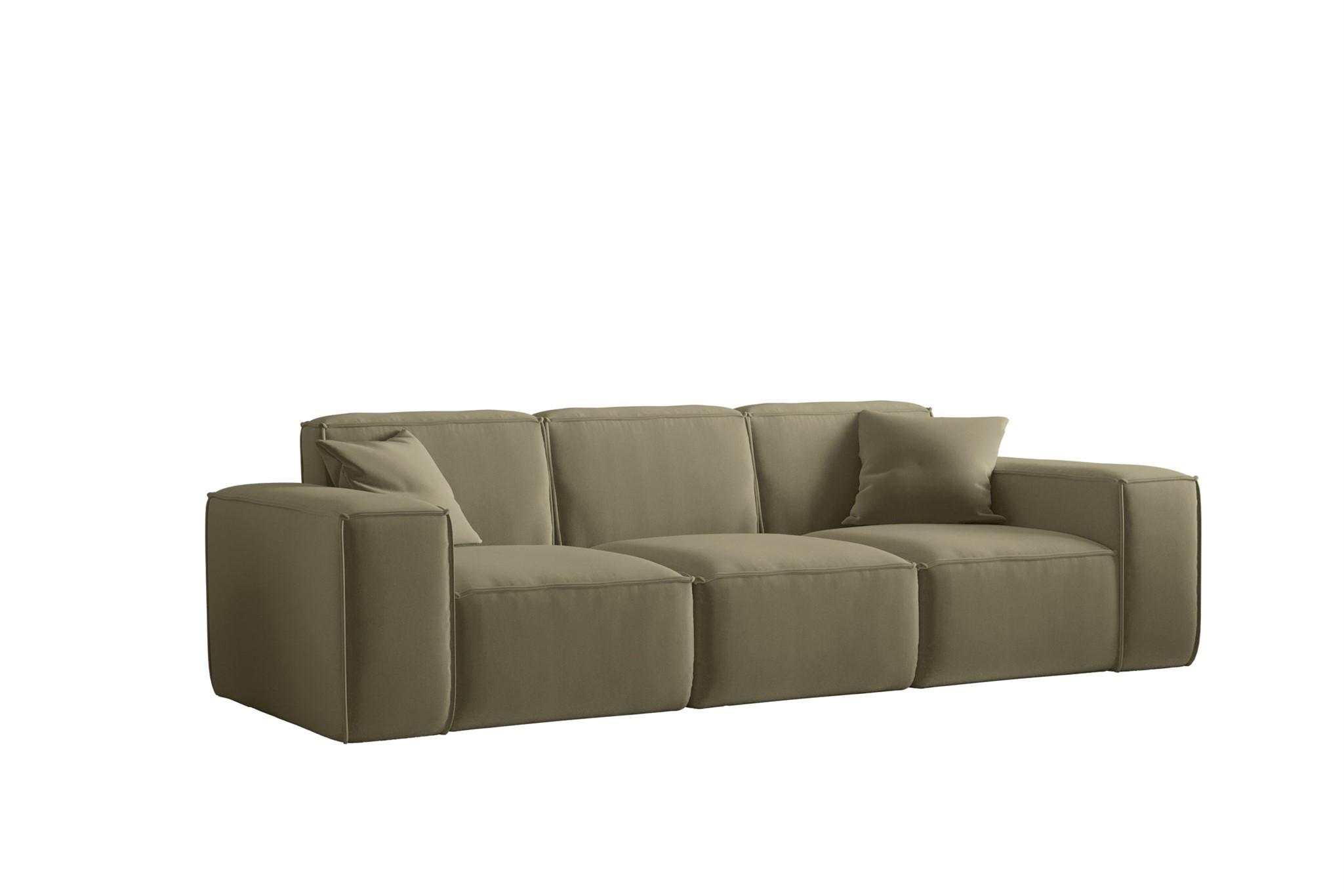 SOFA Celes Premium 3-sitzer Opera Velvet - Olivgrün, Holzwerkstoff/Textil (225/73/88cm) - Fun Möbel