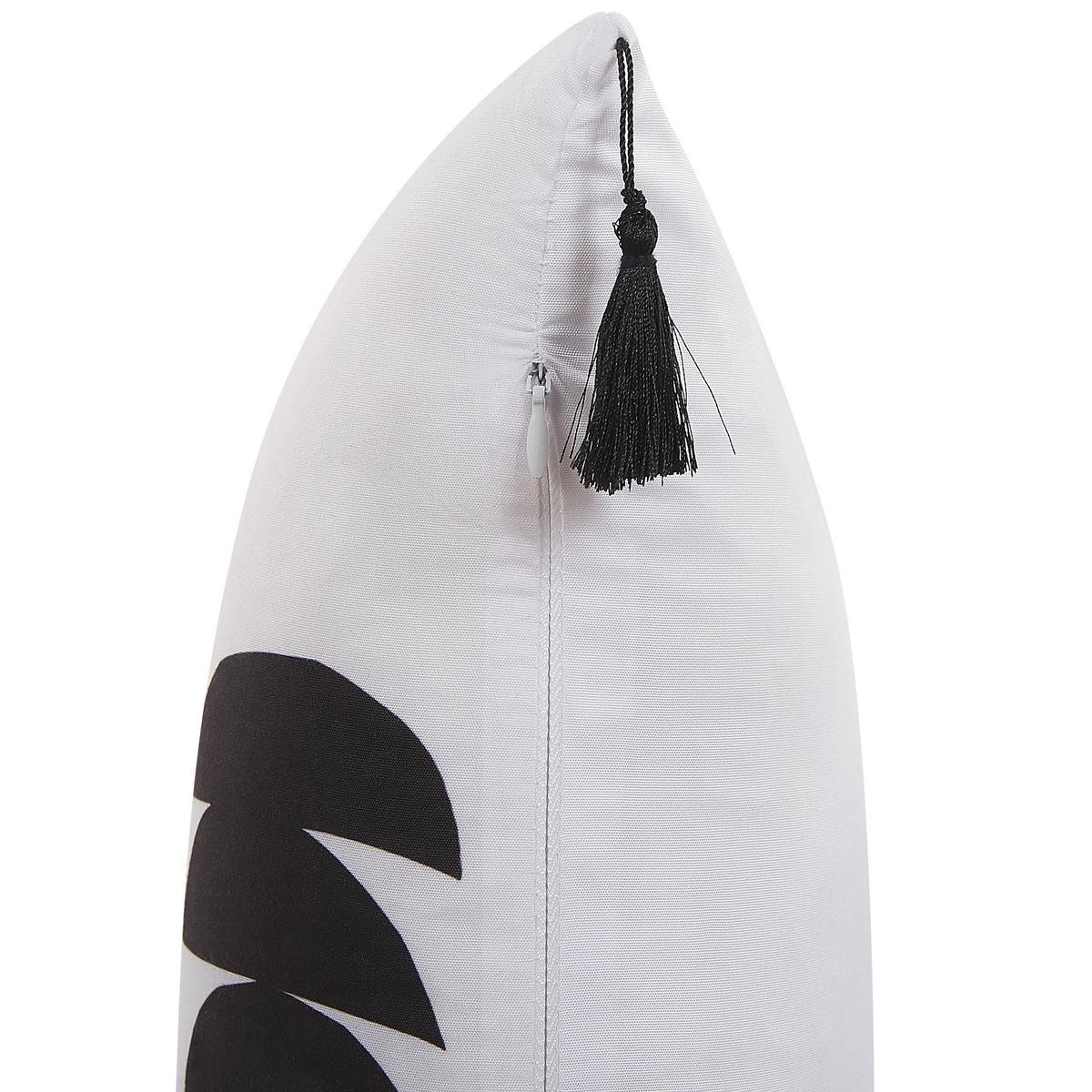 DEKOKISSEN 2er-Set Schwarz-Weiß 30/50 cm Liriope - Schwarz, Textil (30/50cm) - Beliani