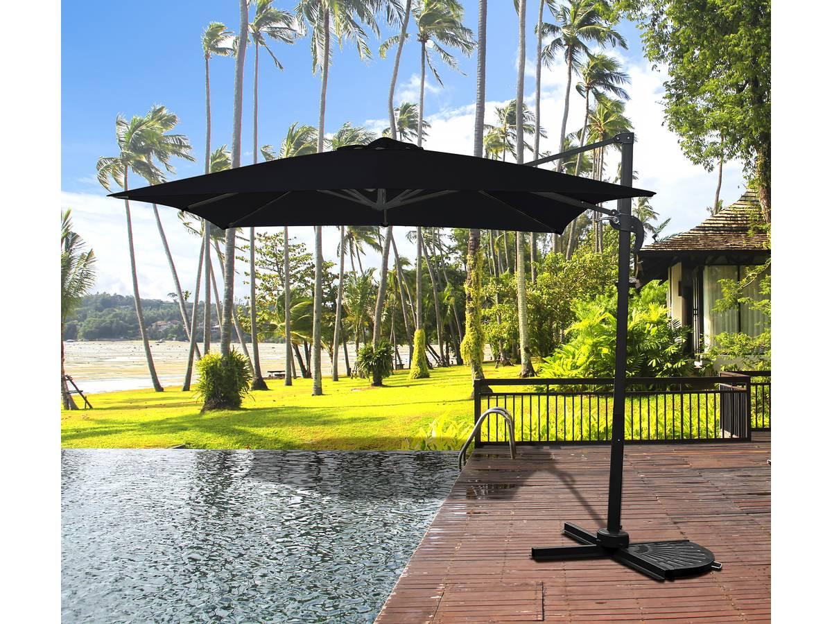 SONNENSCHIRM parasol jardin déporté - 2.5 x 2.5 m - noir Schwarz - Schwarz, Metall (250/250cm) - Habitat Garten