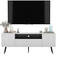 TV-SCHRANK Elpis Weiß Matt mit Metallbeine Glamour 150 cm - Schwarz/Weiß, Holzwerkstoff/Metall (150/60.5/36.5cm) - Meble Lindner