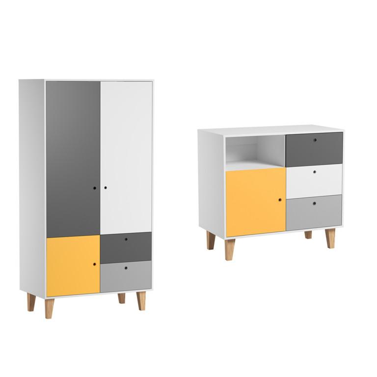 BABYZIMMER 2-teilig gelb - Gelb, Holzwerkstoff (103.5/96.5/55cm) - Petits-meubles