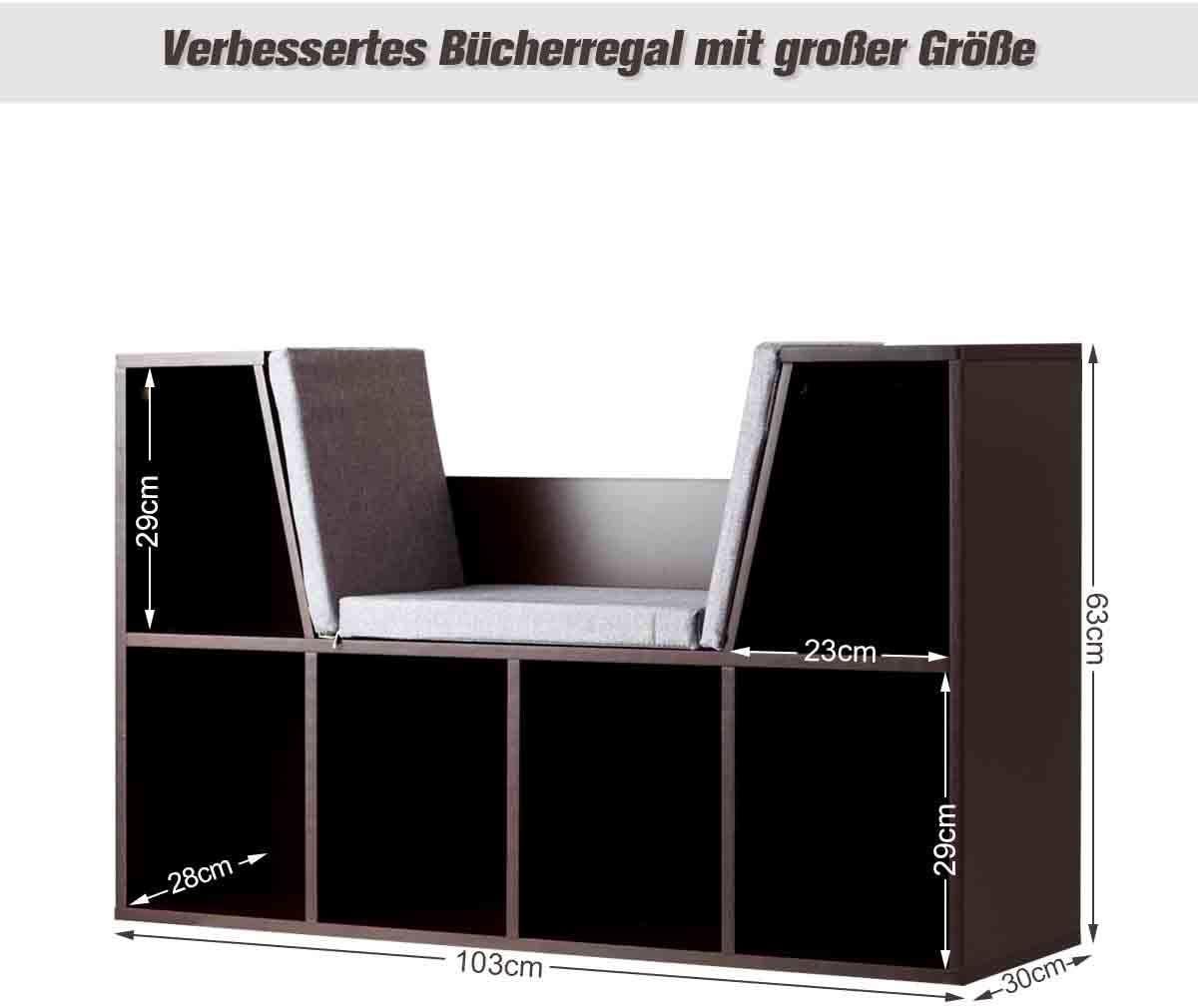 BÜCHERREGAL Braun - Braun, Holz (103/63/30cm) - COSTWAY