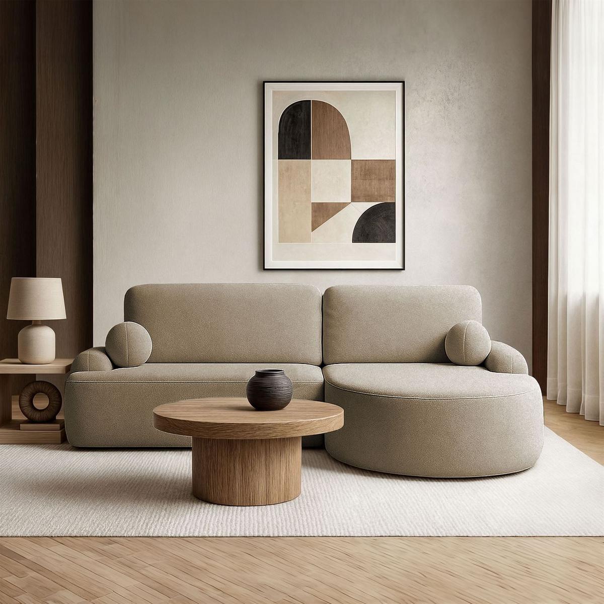 ECKSOFA CLEO mit Schlaffunktion Version Rechte QUELLE 18 - Cappuccino, Kunststoff (264/172cm) - Lookway