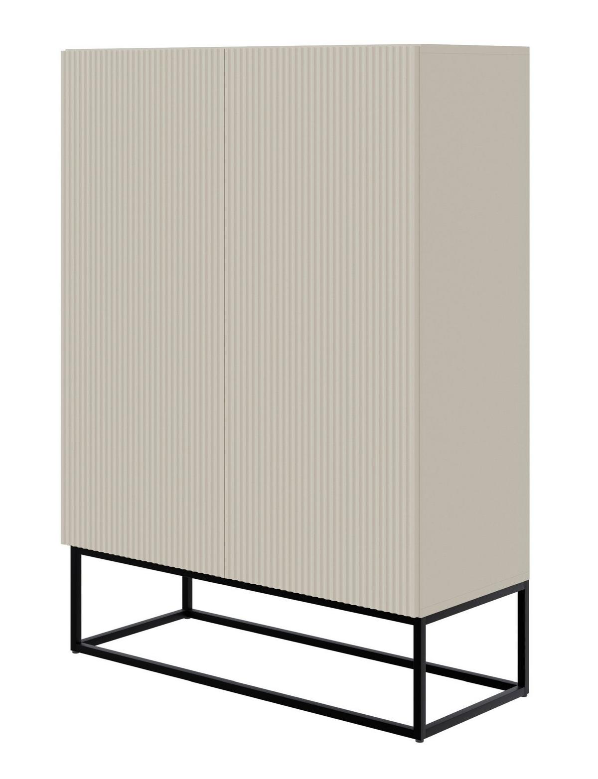 HIGHBOARD Veldio Graubeige mit schwarzen Beinen 90 cm - Taupe/Greige, Holzwerkstoff/Metall (125/90/38cm) - Selsey