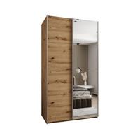 SCHWEBETÜRENSCHRANK 245,5/130/64 2-türig - Silberfarben/Eiche Artisan, Holz/Metall (130/245/64cm) - Abiks Möbel