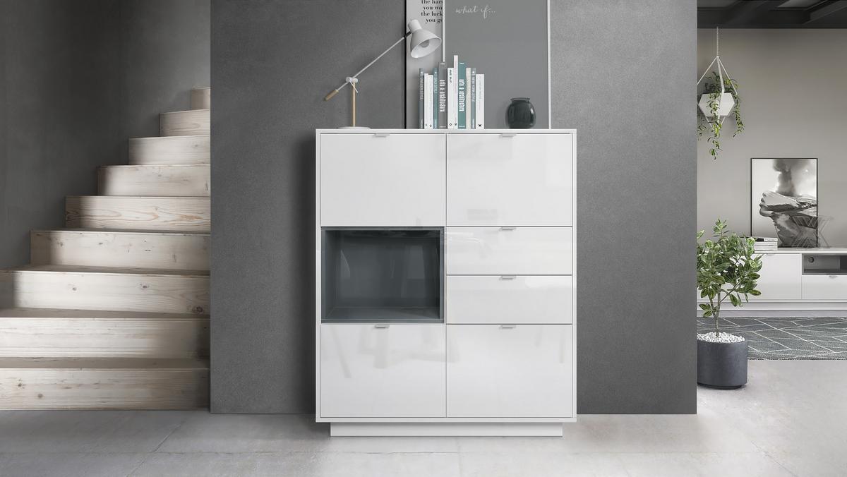HIGHBOARD Metro Einsatz in Grau Hochglanz - Grau, Holzwerkstoff (103/123/37.5cm) - Vladon