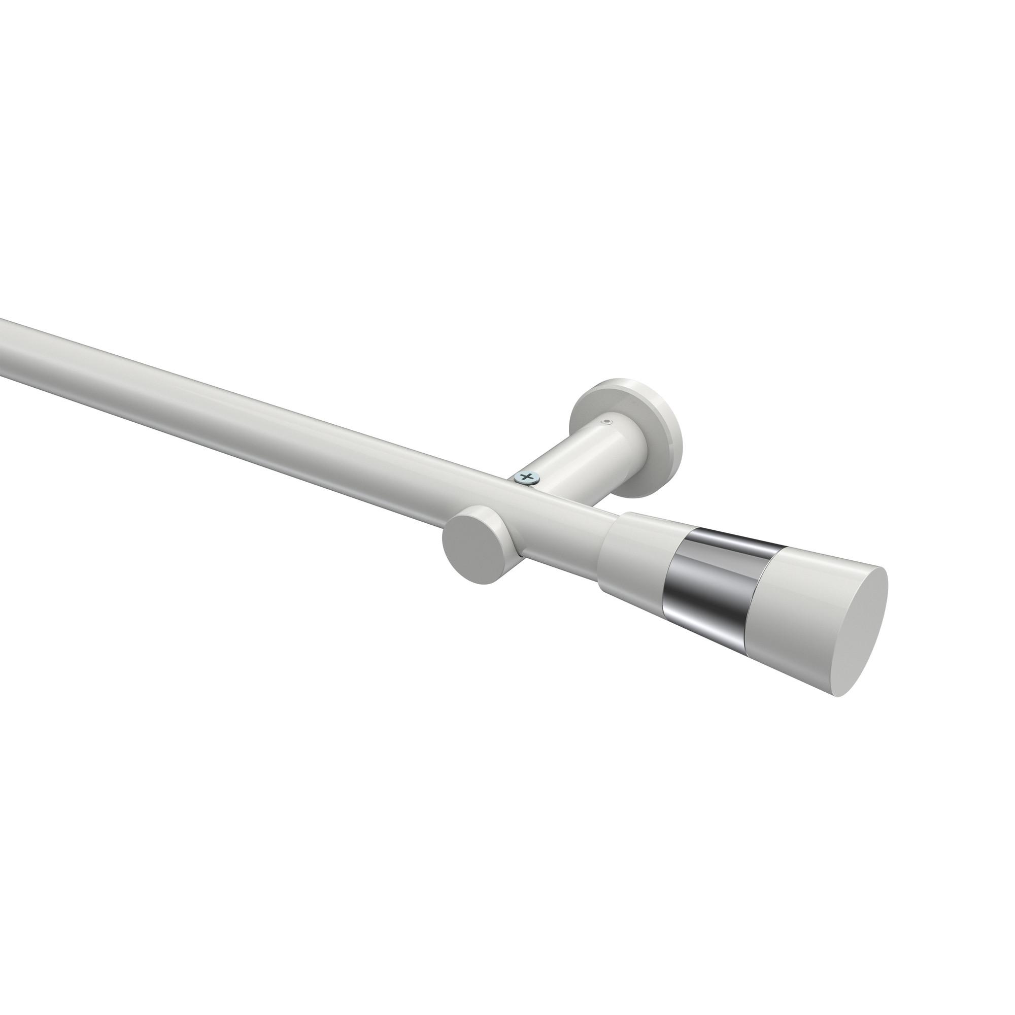 GARDINENSTANGE Platon Tanara 160 cm, 1-läufig (ohne Ringe), 20 mm Ø Weiß - Chromfarben/Weiß, Metall (160cm) - INTERDECO