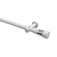 GARDINENSTANGE Platon Tanara 360 cm (geteilt in 2 x 180 cm), 1-läufig (ohne Ringe), 20 mm Ø Weiß - Chromfarben/Weiß, Metall (360cm) - INTERDECO