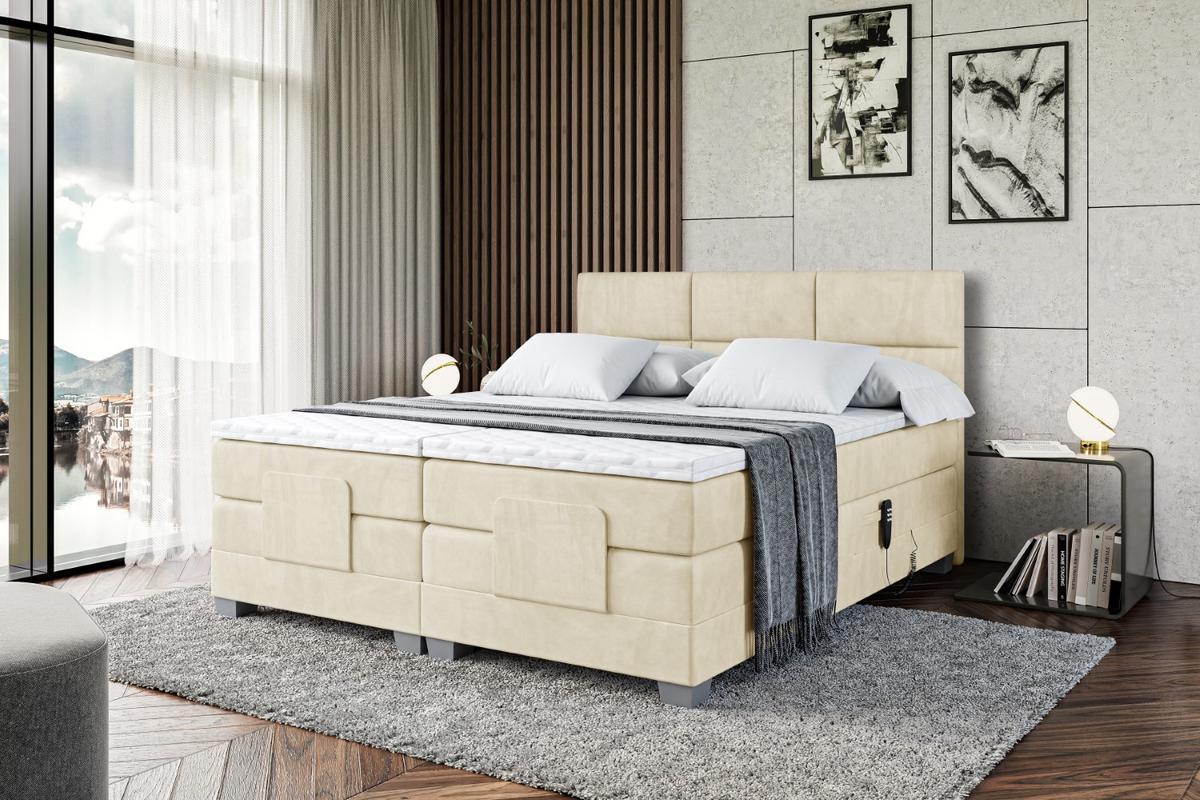 BOXSPRINGBETT elektrisch verstellbar mit 2 Matratzen H4/Taschenfederung PROT EL 140 x 200 Beige - Beige, Holzwerkstoff (147/200cm) - ALTDECOR