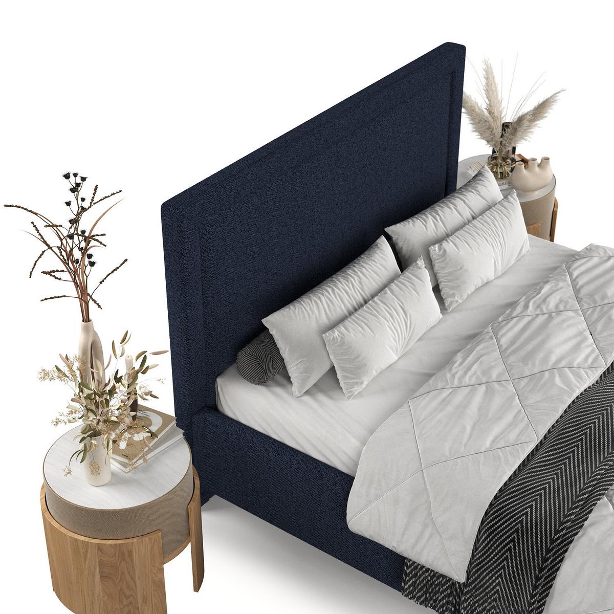 POLSTERBETT Vega 120/200 cm Marineblau im Riva Stoff - Naturfarben/Dunkelblau, Holz/Holzwerkstoff (120/200cm) - AltaBeds