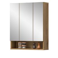 SPIEGELSCHRANK Eiche Evoke 3-türig 60 cm, Badezimmer Schrank mit 10 Fächern - Eichefarben, Glas/Holzwerkstoff (60/74/18cm) - Inn.Furn