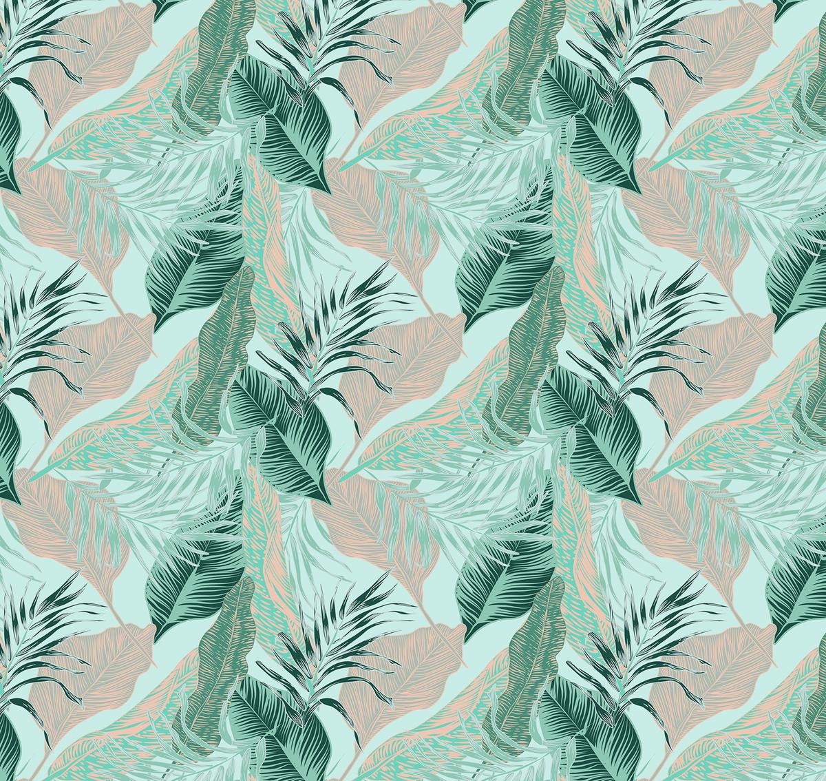 VERDUNKELUNGSROLLO 140x140 cm Tropische Blätter - Blau, Textil (140/140cm) - TULUP