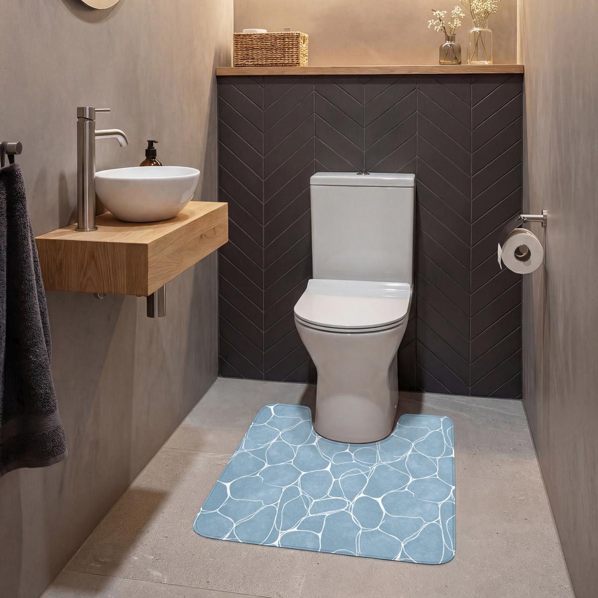 WC-VORLEGER Organisch - Muster - Blau Toilettenvorleger 55x60 cm - Hellblau, Textil (55/1cm) - OnlyWow