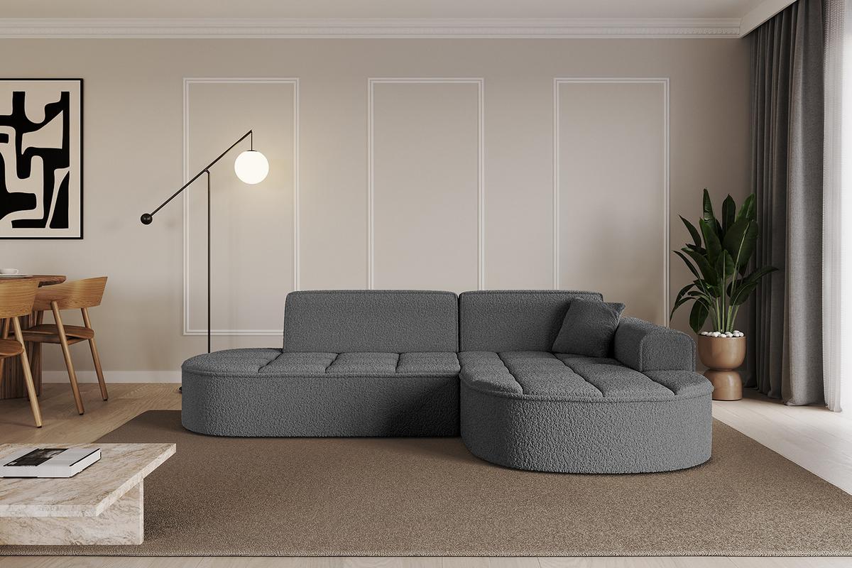 ECKSOFA Ottomane Rechts TARO-L1 - 243x171x79,5 cm Grau - Grau, Holzwerkstoff/Textil (243/171cm) - ALTDECOR
