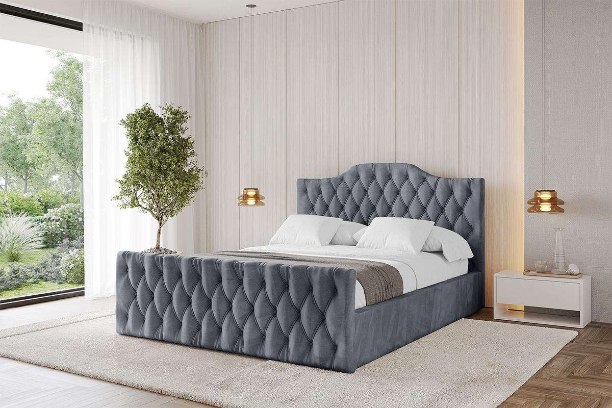 POLSTERBETT mit Bettkasten, Fußteil und Lattenrost, Boxbett mit Matratze H3/H4 - FALIO-Z 120x200 Grau - Grau, Holzwerkstoff/Textil (120/200cm) - ALTDECOR