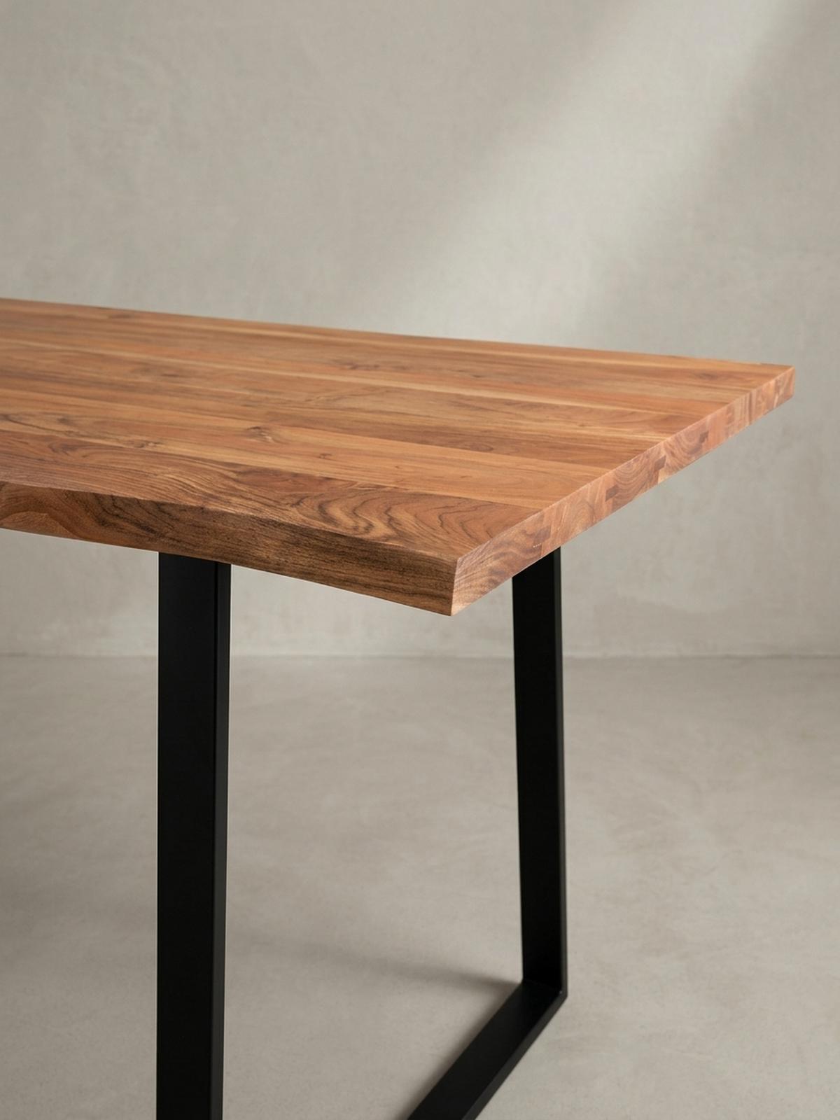 SCHREIBTISCH Massivholz Baumkante Handgefertigt Akazie TARN, Goldbraun-Schwarz 140x80x76 cm - Schwarz/Braun, Holz/Metall (80/140/76cm) - KADIMA DESIGN