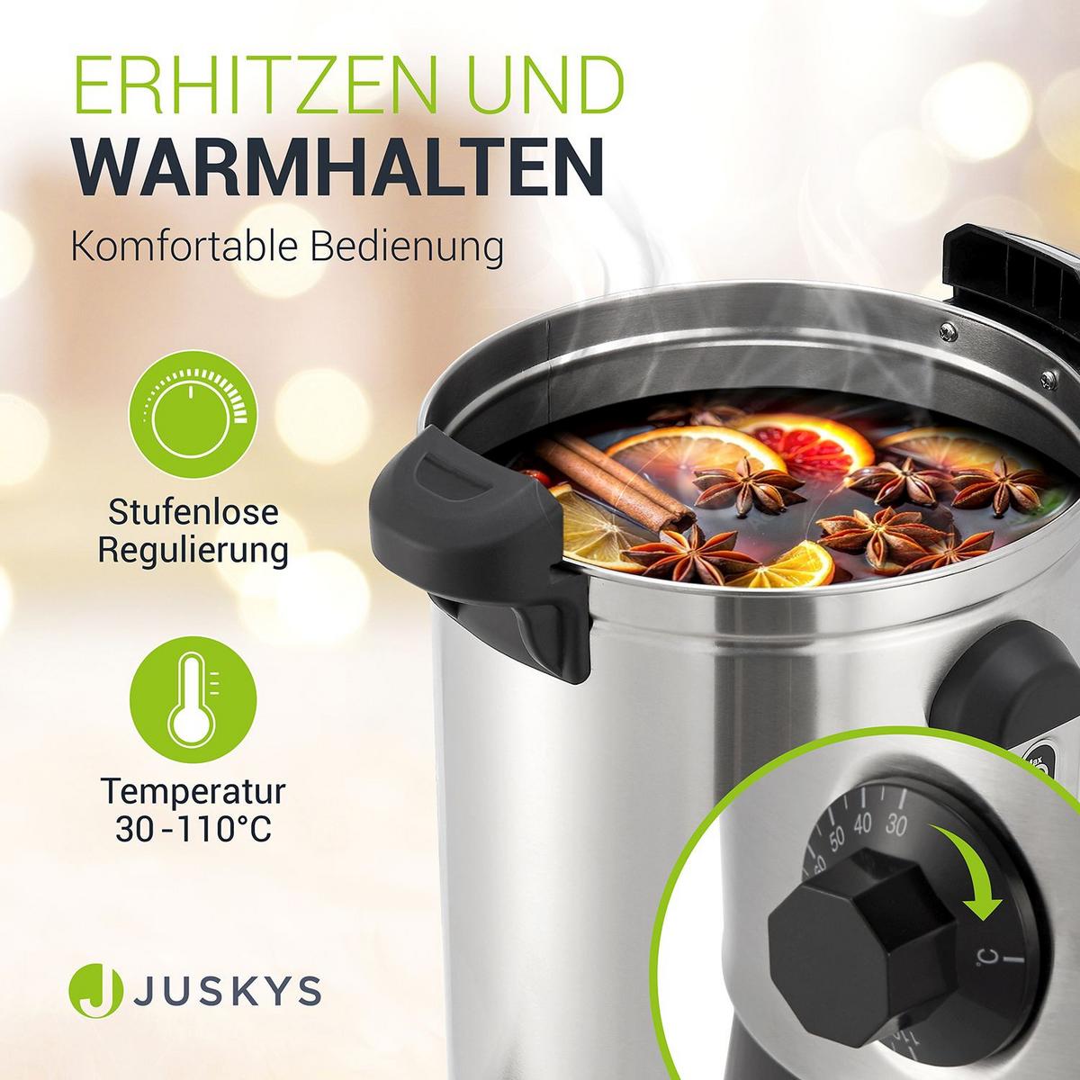 GLÜHWEINKOCHER Teramo 10 L - Silberfarben, Metall (30/50/23cm) - Juskys