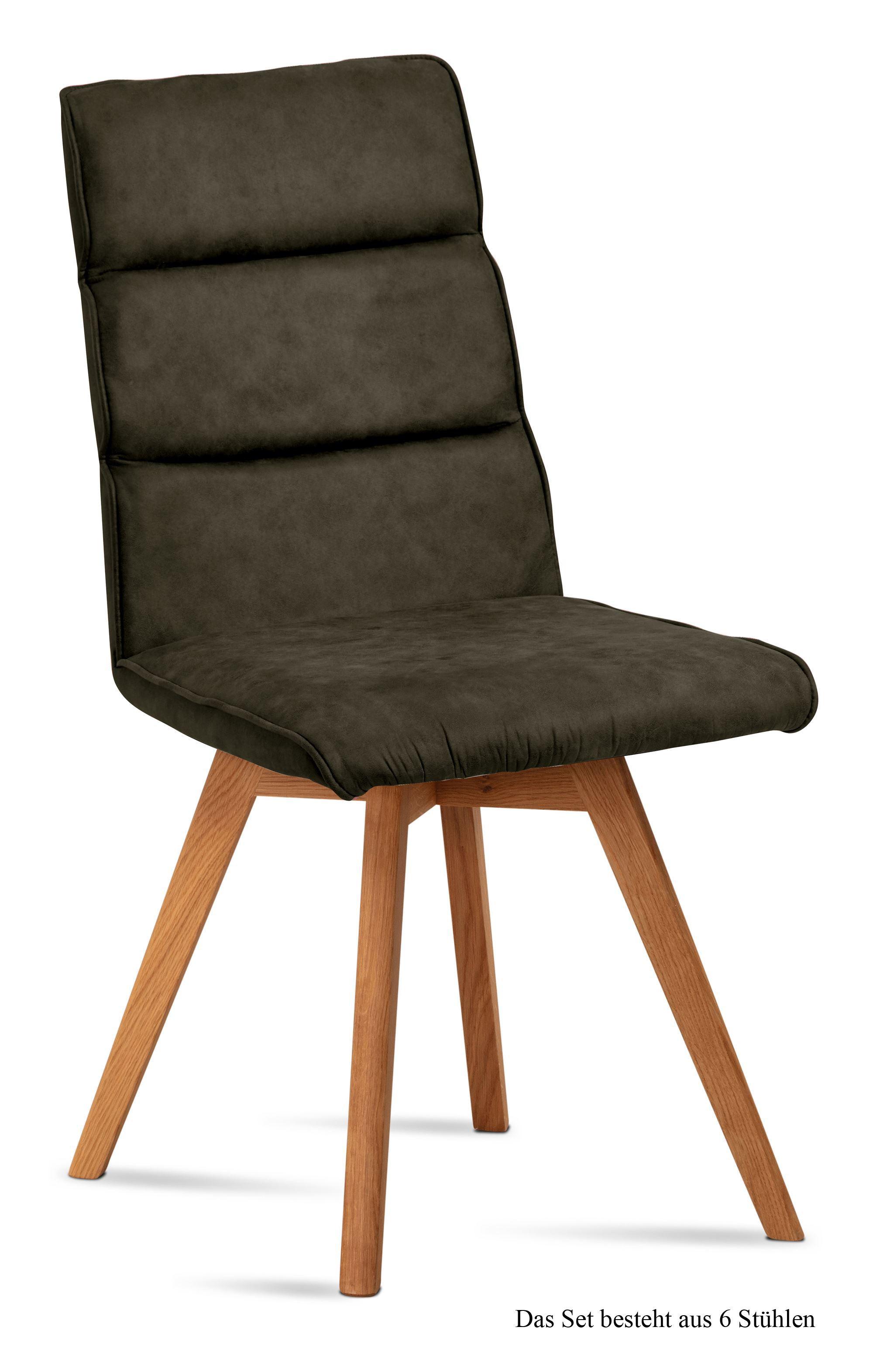 ESSZIMMERSTUHL (6er-Set) Dixie 47x92x60 Eiche geölt/Khaki - Dunkelgrün/Eichefarben, Kunststoff (60/92/47cm) - 58aufmkessel