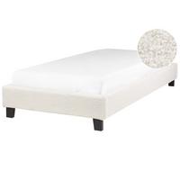 POLSTERBETT Beige-Dunkler Holzfarbton 90-200 cm Roanne - Beige/Dunkelbraun, Textil (90/200cm) - Beliani