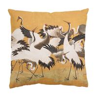 DEKOKISSEN Tanzende Kraniche im Freudentaumel 40/40 cm - Goldfarben, Textil (40/40/10cm) - Bilderwelten