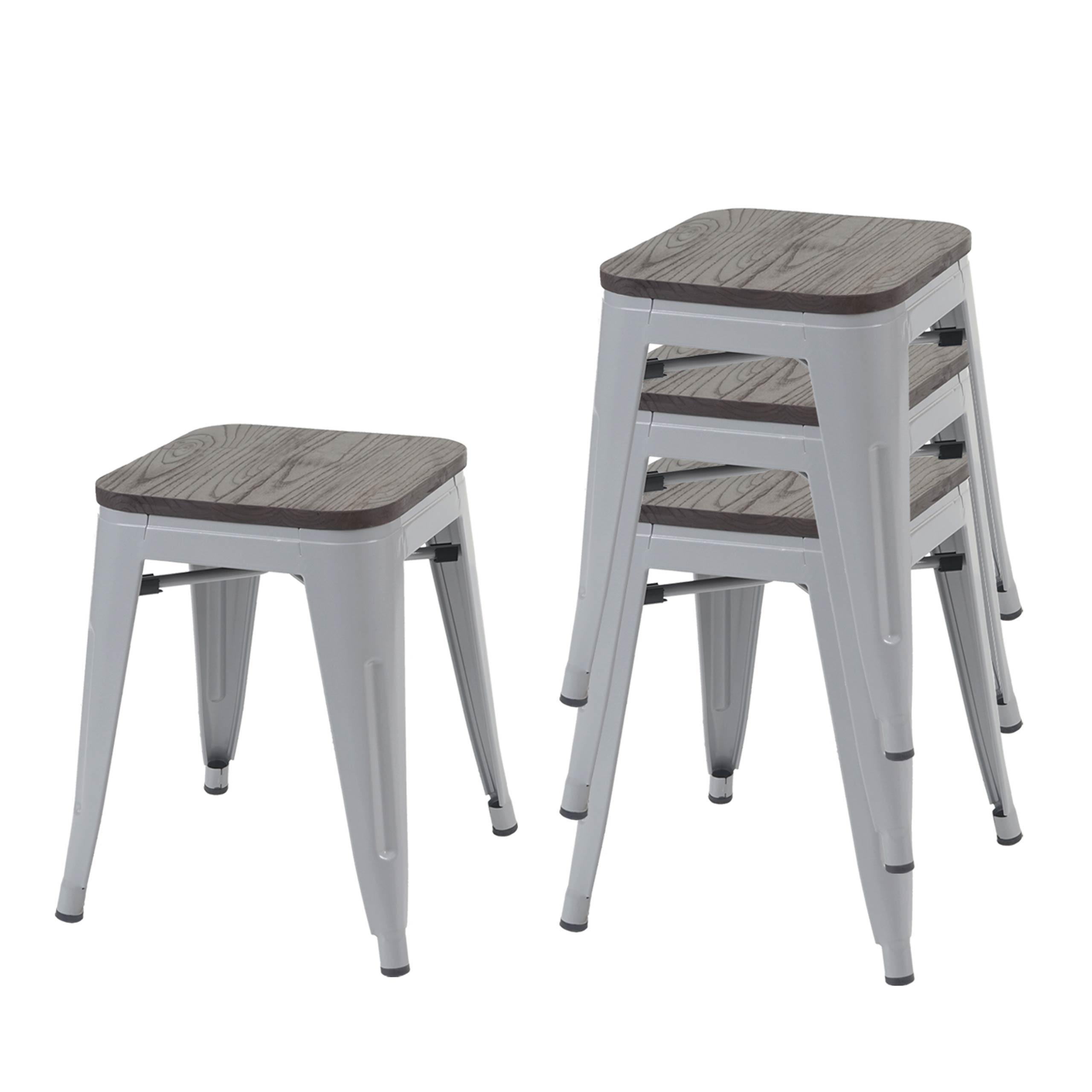 HOCKER HOLZ-SITZFLÄCHE Grau 4er-Set - Grau, Holz (39/45/39cm) - MCW