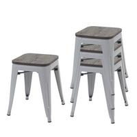 HOCKER HOLZ-SITZFLÄCHE Grau 4er-Set - Grau, Holz (39/45/39cm) - MCW