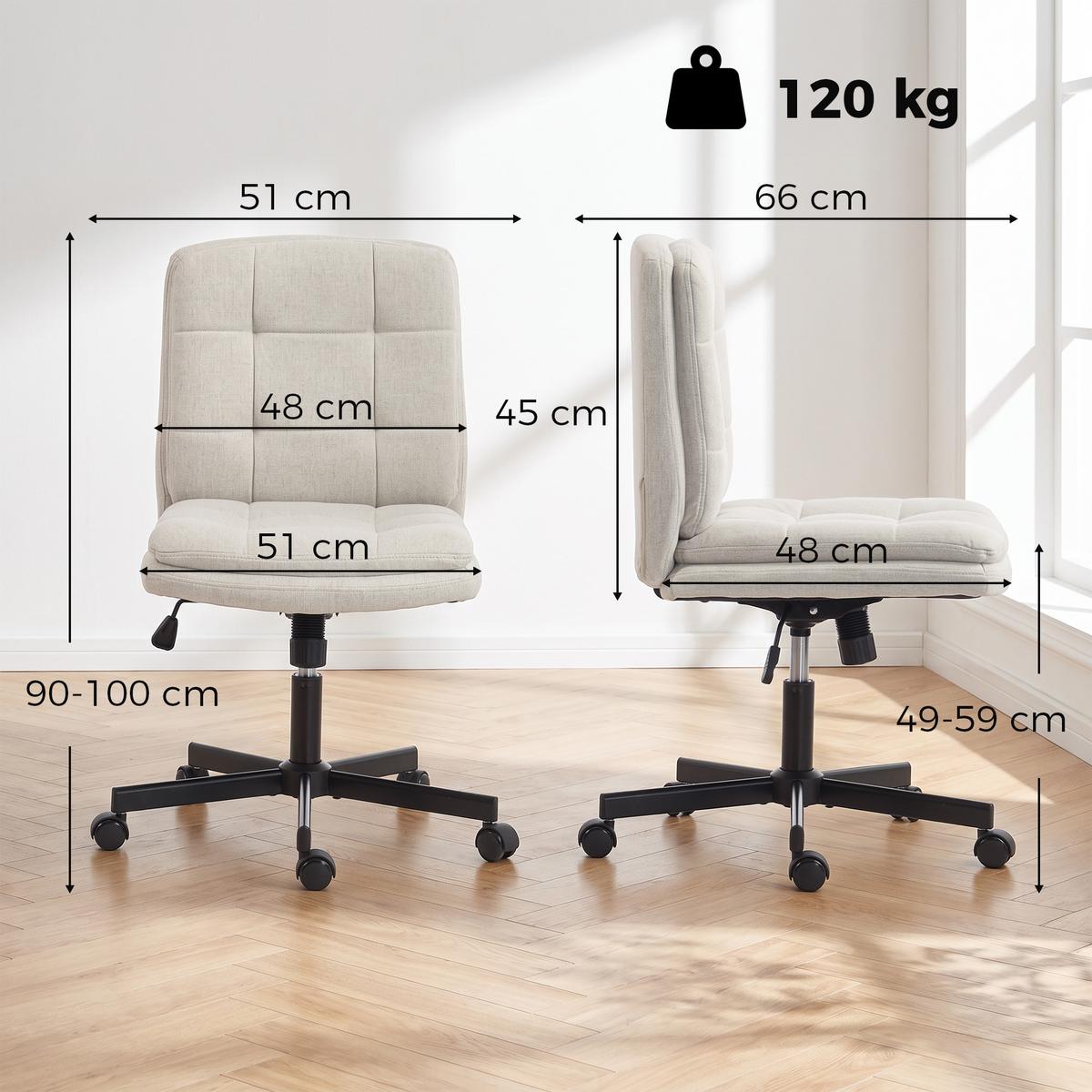 BÜROSTUHL Polyester Hellgrau - Hellgrau/Schwarz, Textil/Metall (51/100/66cm) - HOMCOM