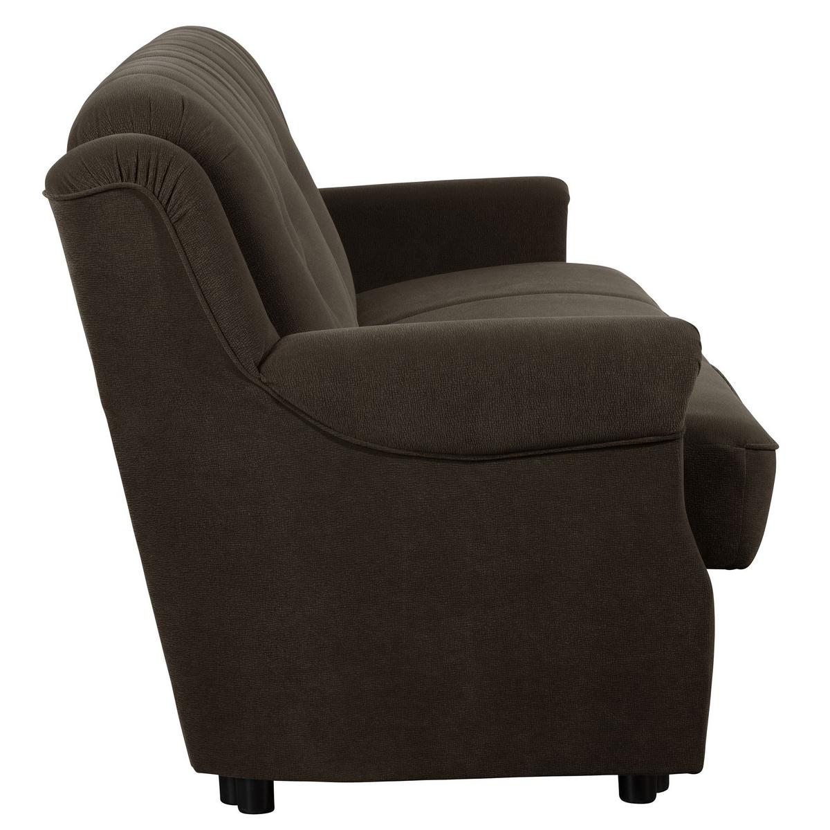 SOFA 3-Sitzer mit Bettfunktion Kaylyn Flockstoff braun - Braun, Kunststoff (83/89/207cm) - 58aufmkessel