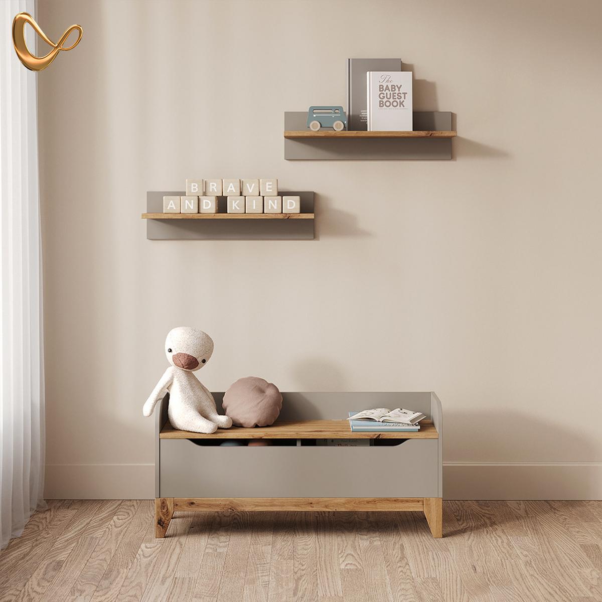 SPIELZEUGTRUHE Malia Cashmere/Artisan 107.2 x 50 cm mit Sitzbank - Kaschmir/Eiche Artisan, Holzwerkstoff (107.2/30cm) - Livinity®