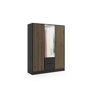 KLEIDERSCHRANK NERA - 150 cm - Schwarz|Eiche Artisan - Schwarz/Eiche Artisan, Holzwerkstoff (150/200/51cm) - ALTDECOR