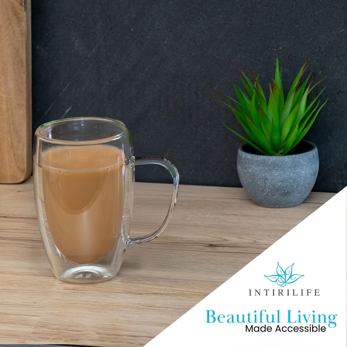 KAFFEEGLAS 400 ml (4er-Set) - Transparent, Glas - Intirilife