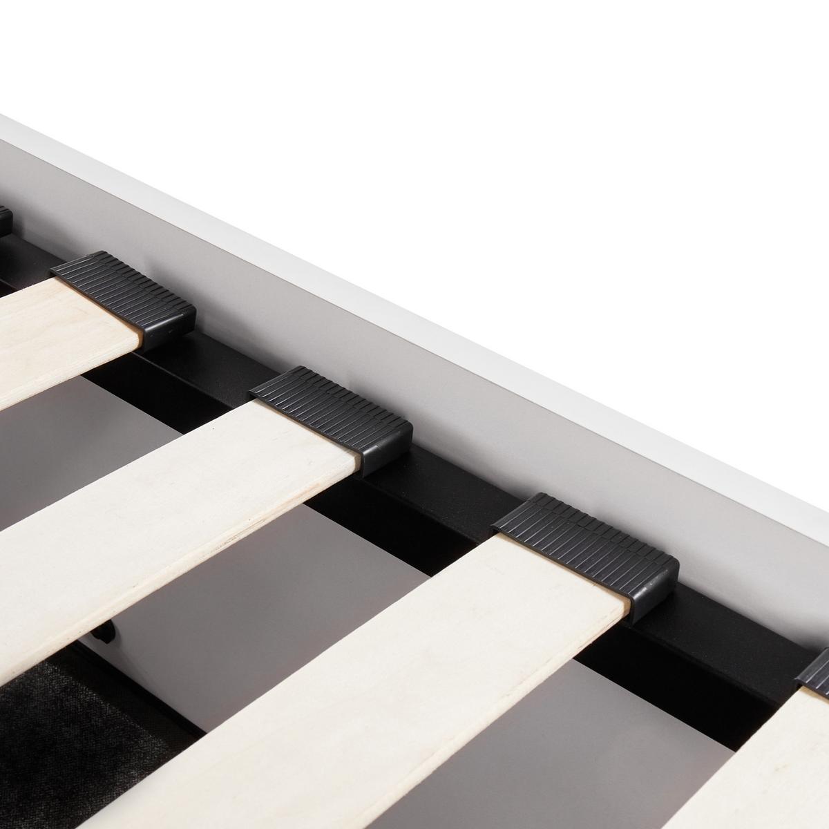 BETT mit Stauraum 90/200 cm MDF-Platte Cremeweiß Rouvillers - Creme, Holz (90/200cm) - Beliani