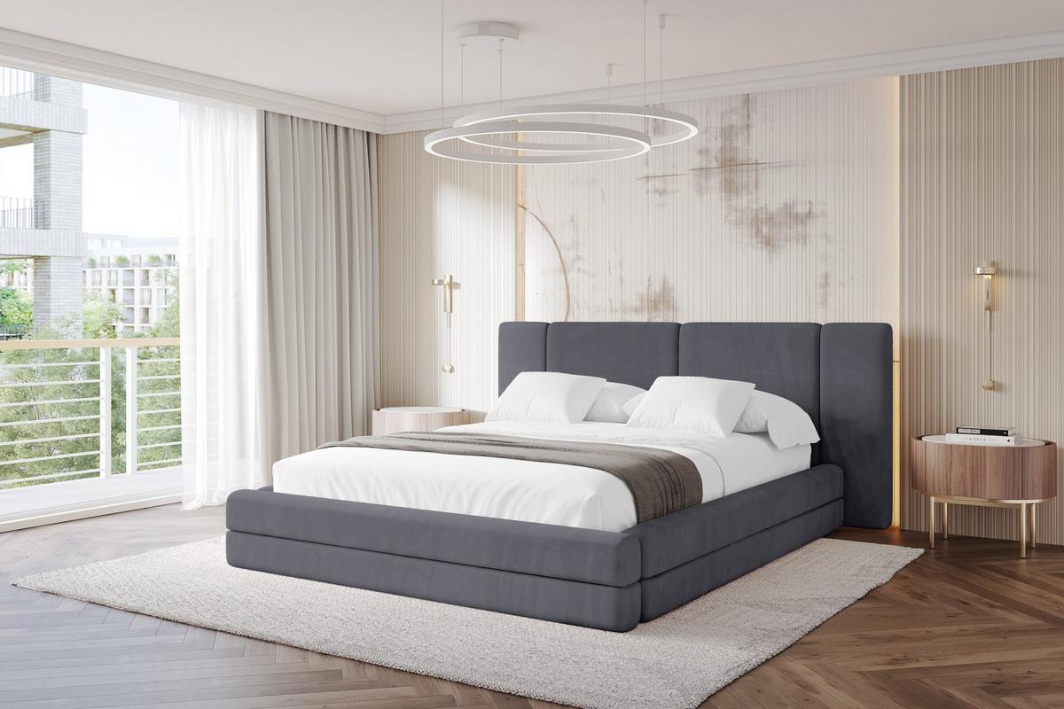 POLSTERBETT mit Bettkasten und Lattenrost, Bett mit Matratze H3/H4 - TEVO 140x200 Dunkelgrau - Dunkelgrau, Holzwerkstoff/Textil (140/200cm) - ALTDECOR
