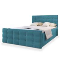 BOXBETT SLAT 140x200 cm mit Matratze und Topper - Blau - Blau, Holz (140/200cm) - MASSENO