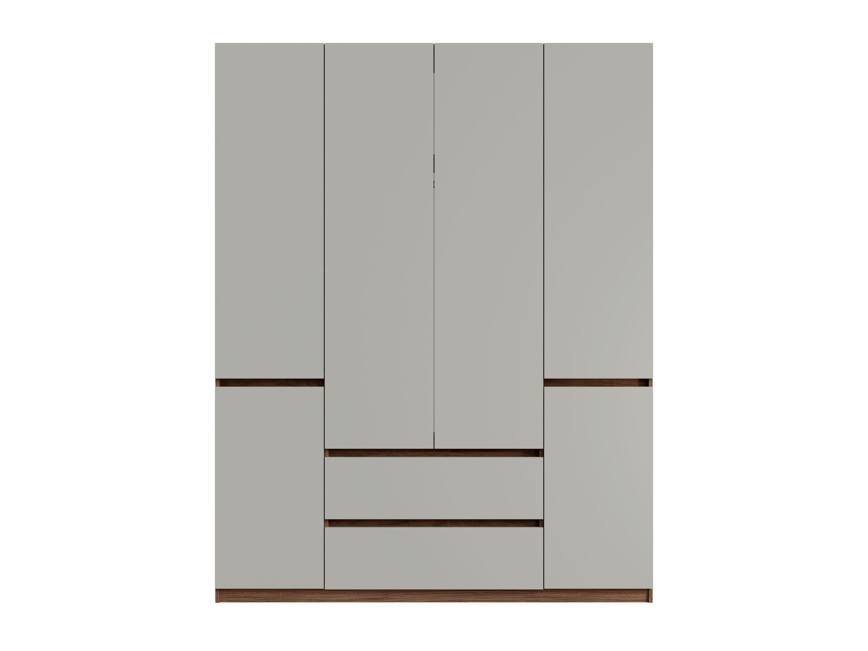 DREHTÜRENSCHRANK VELEN 180/230,5/51,4cm 6-türig Nussbaumfarben - Nussbaumfarben/Grau, Holzwerkstoff (180/230.5/51.4cm) - MASSENO