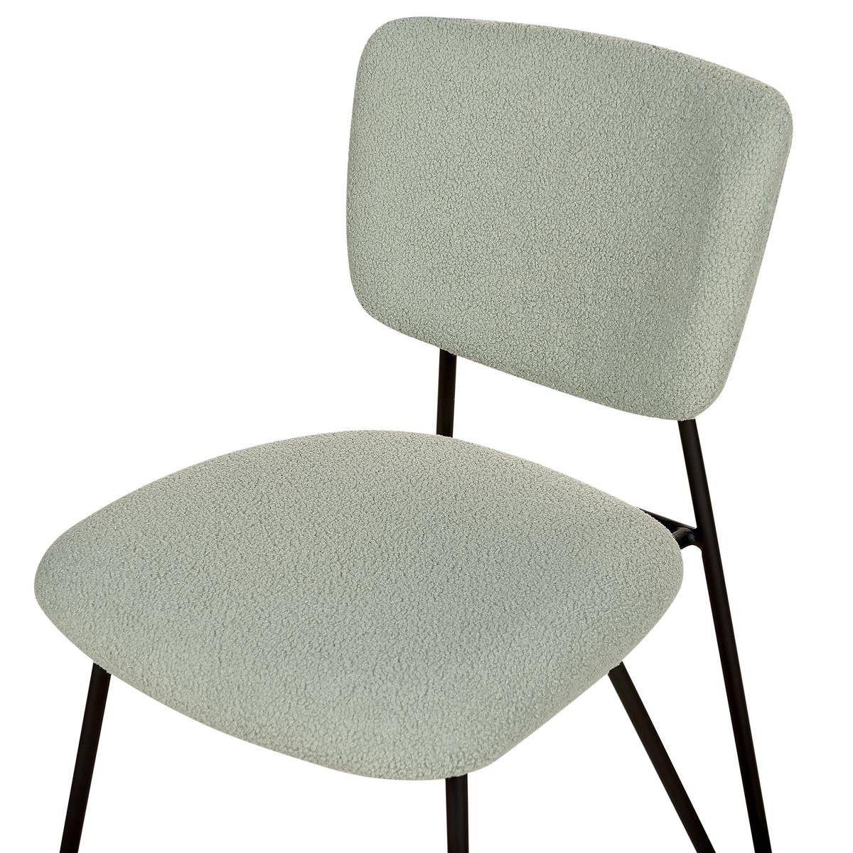 ESSZIMMERSTUHL 2er-Set Bouclé hellgrün Nelko - Schwarz/Grün, Textil (50/81/51cm) - Beliani