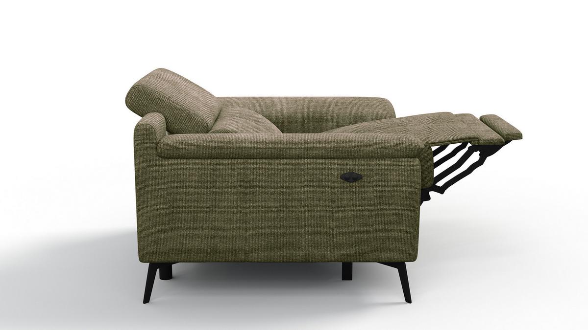 SESSEL FIERO mit Relaxfunktion, olivgrün - Schwarz/Olivgrün, Holzwerkstoff/Textil (114/82/103cm) - Wozimo
