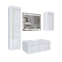 BADMÖBELSET Aloha Absetzungen in Creme Hochglanz - Creme, Holzwerkstoff (200/193/51cm) - Vladon