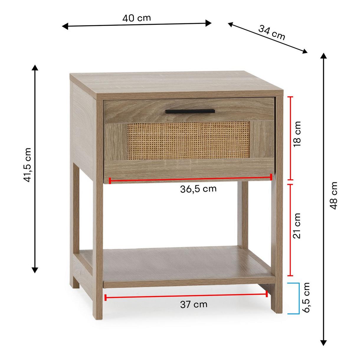 NACHTTISCH Dalia 1 Schublade - Eichefarben, Holz/Holzwerkstoff (40/48/40cm) - VS Venta-stock
