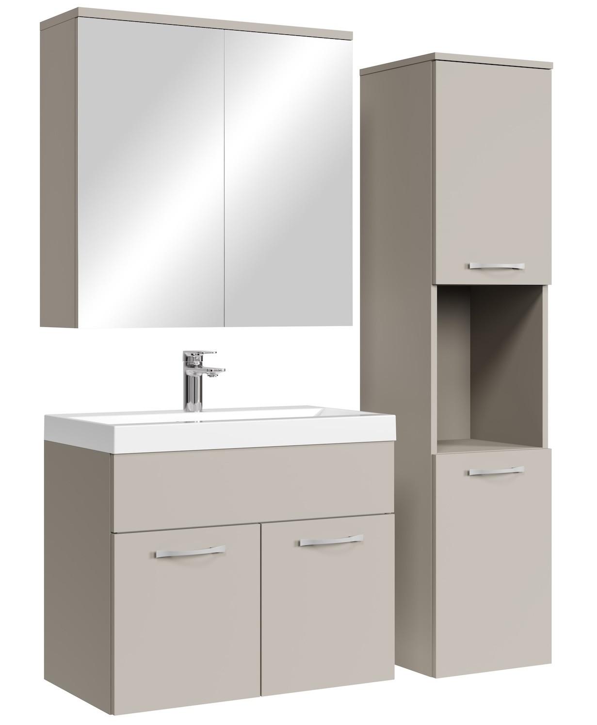 BADMÖBEL-SET Montreal 4 Teile Spiegelschrank Cashmere - 60 x 35 x 51 cm - Kaschmir, Holz (60/51/35cm) - Badplaats