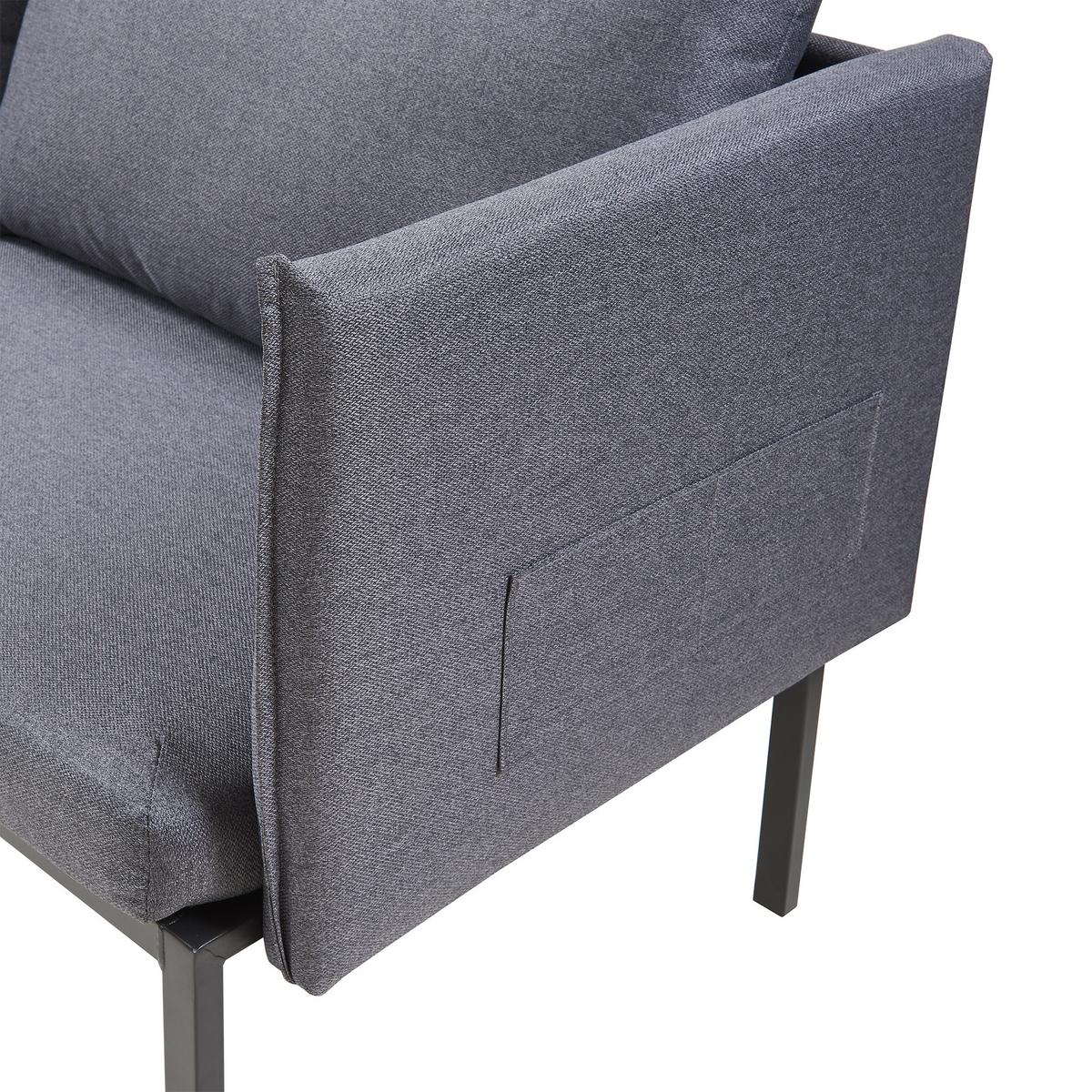 2-SITZER-SOFA Kamar - Dunkelgrau, Holz/Textil (158/69/63.5cm) - [en.casa]