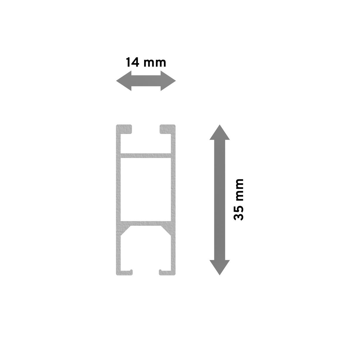 INNENLAUFPROFIL 100 cm, 14x35 mm Edelstahl-Optik - Edelstahlfarben, Metall (100cm) - INTERDECO