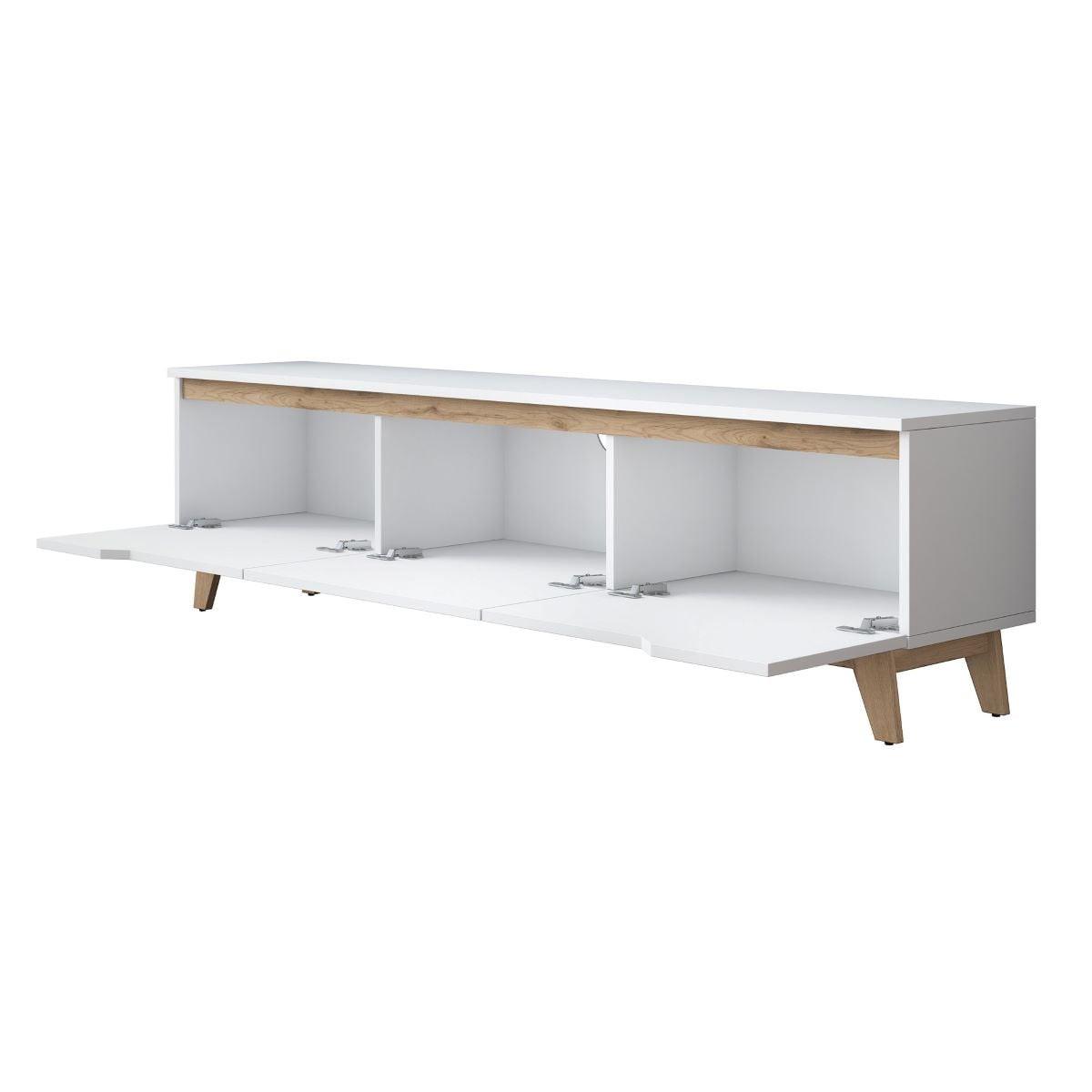 TV-MÖBEL mit 3 Türen weiß - L180 cm - Weiß, Holzwerkstoff (35/48.6/12.5cm) - Calicosy
