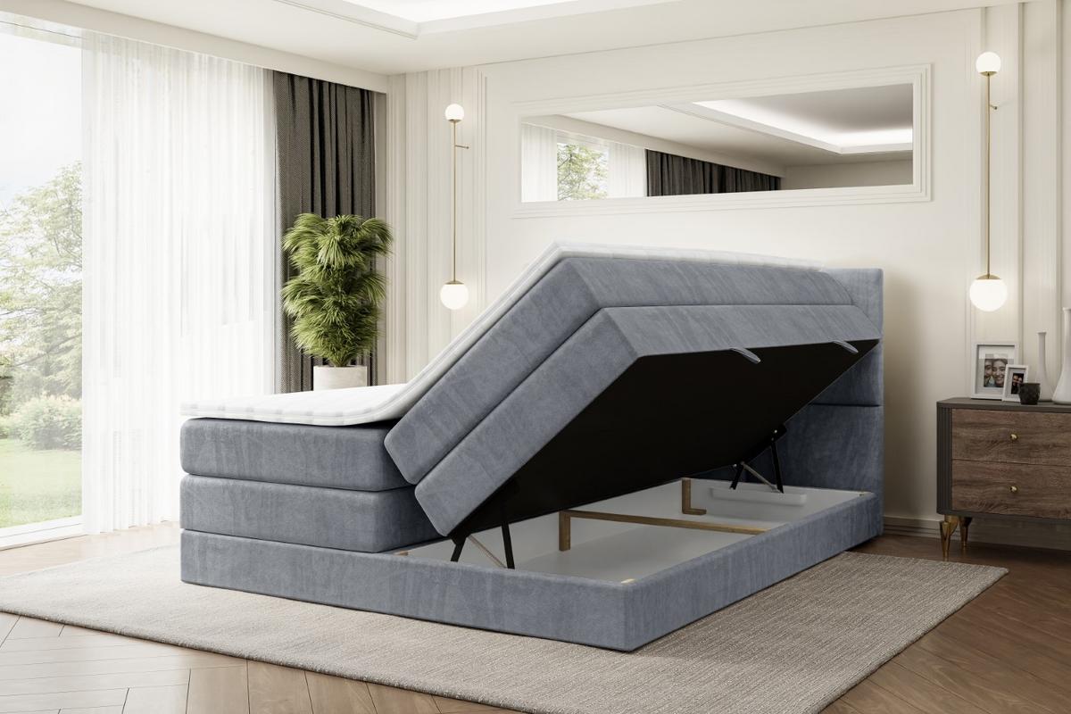 BOXSPRINGBETT MIAMI KING - 140x200 - H3/H4 - Grau - Grau, Holzwerkstoff (140/200cm) - ALTDECOR