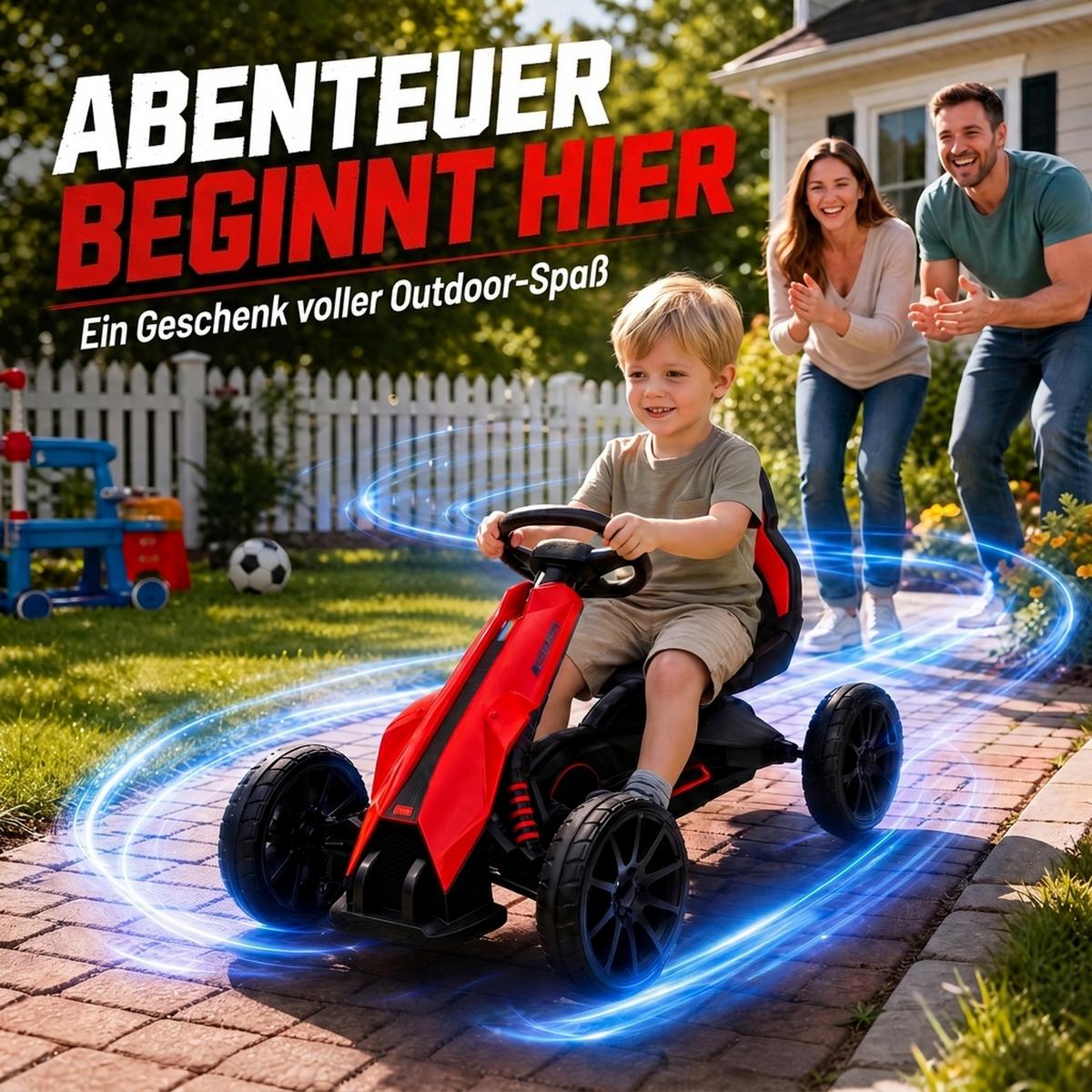 KINDER-ELEKTRO-GOKART Kunststoff Metall Rot - Rot, Kunststoff (100/58/58.5cm) - HOMCOM
