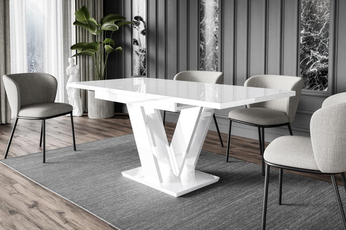 ESSTISCH ausziehbar 120 -160x80x75 cm - Hochglanz Weiß - ASIV - Weiß Hochglanz, Holzwerkstoff (120/80/75cm) - ALTDECOR