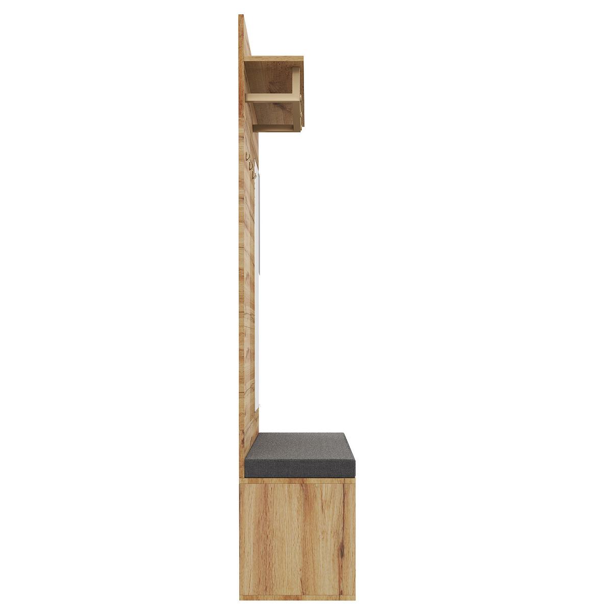 GARDEROBEN-SETS Flurgarderobe Holzoptik mit Spiegel & Sitzbank Kompaktgarderobe 100×190 cm - Sonoma Eiche, Holzwerkstoff (100/190/38cm) - Urban Meuble