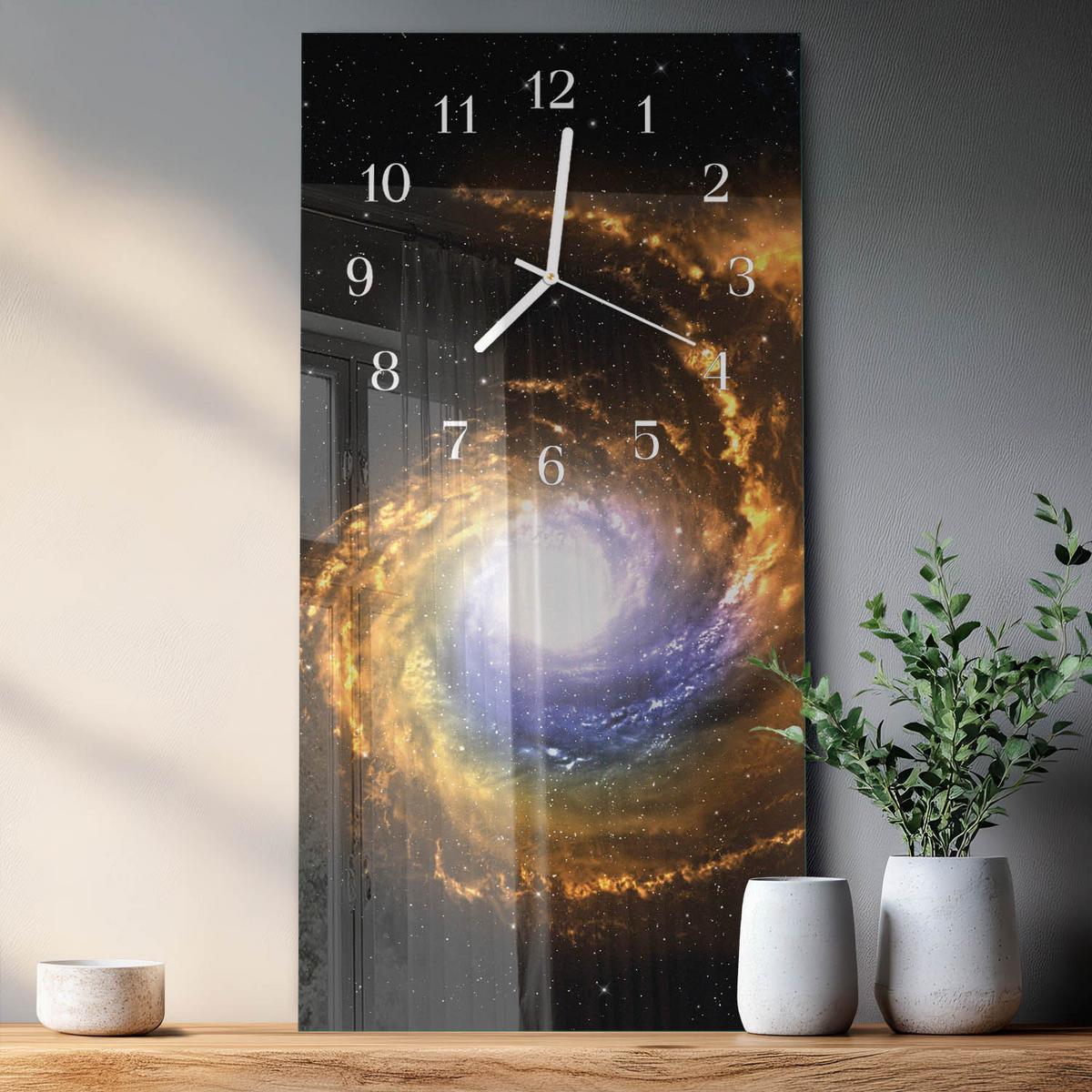WANDUHR aus Glas 30x60 cm - Kosmos - Multicolor, Glas (30/60/0.4cm) - TULUP