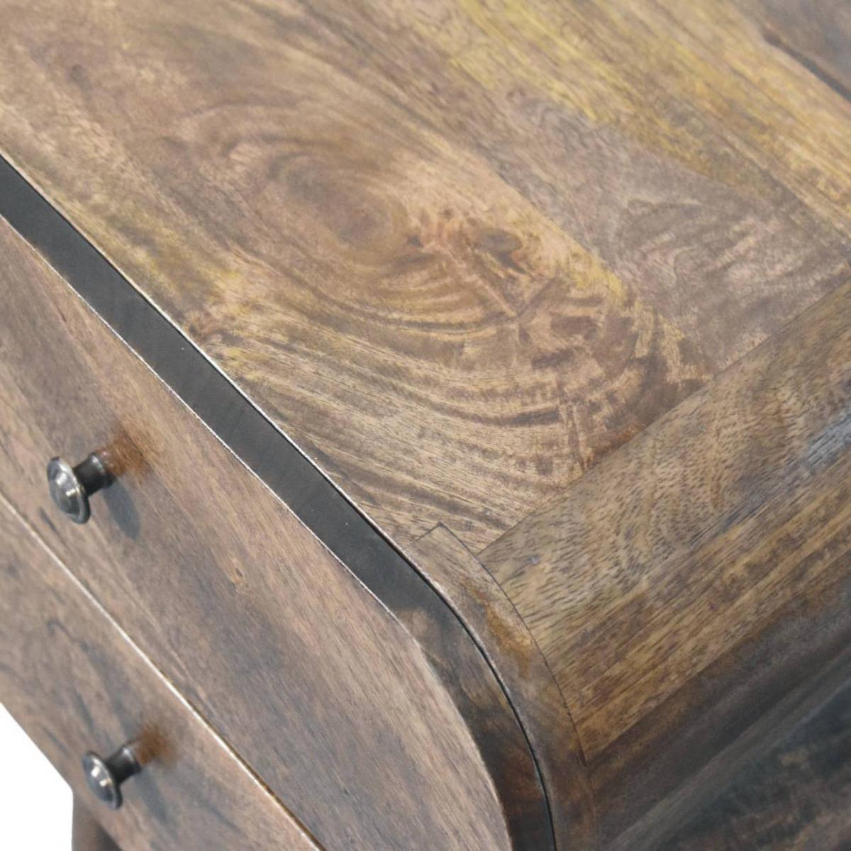 BETTSCHENKEL Schlank, 2 Schubladen in Braun - Dunkelbraun/Messingfarben, Holz/Metall (45/50/35cm) - Artisan Furniture